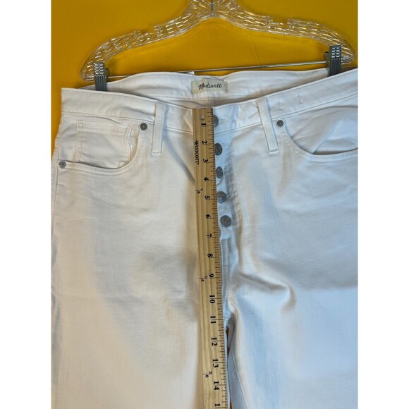 Madewell Taller Mid Rise Skinny Jeans Womens 34 Pure White Denim Button Up NWT - Picture 6 of 10